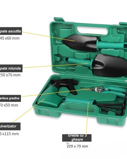 5 accesorii pentru gradinarit geanta depozitare inclusa, otel inoxidabil