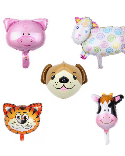 Set 5 Baloane Folie Metalizata, Figurine Animale Domestice, 30 cm, Ambalaj Individual, Pai inclus, Umflare cu Aer sau Heliu