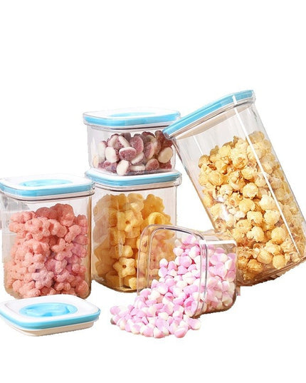 5 Cutii de Depozitare pentru Bucatarie, 2 x 600ml, .3L, 1 x 2L, din ABS+PET+Silicon, Capac