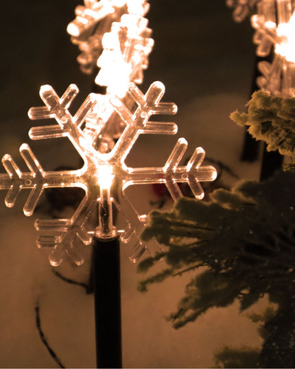 5 Lampi LED cu baterii, de exterior Model Fulg de nea, pentru gradina