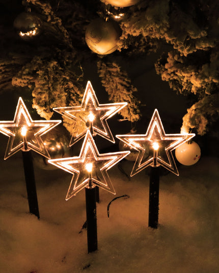 5 Lampi LED cu baterii, de exterior Model Stea, pentru gradina