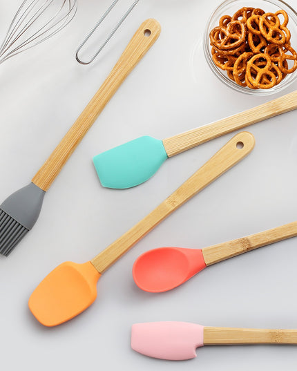 5 Mini Spatule de Silicon pensula, Stejar