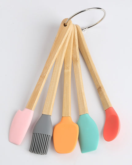 5 Mini Spatule de Silicon pensula, Stejar