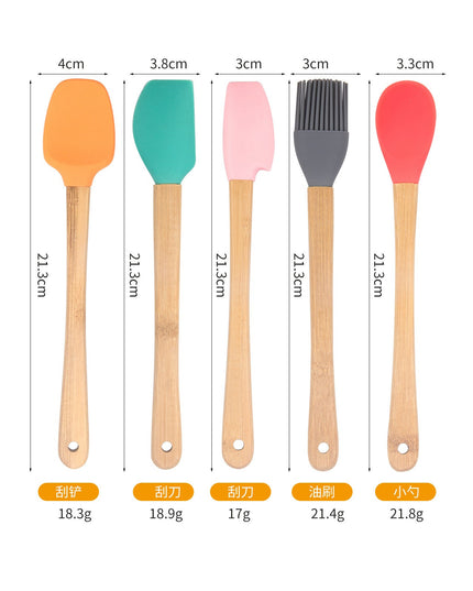 5 Mini Spatule de Silicon pensula, Stejar