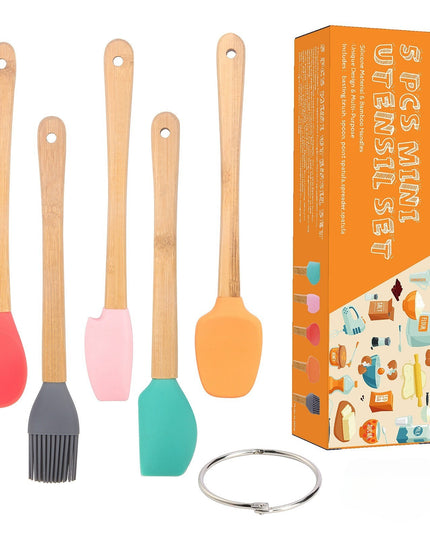 5 Mini Spatule de Silicon pensula, Stejar