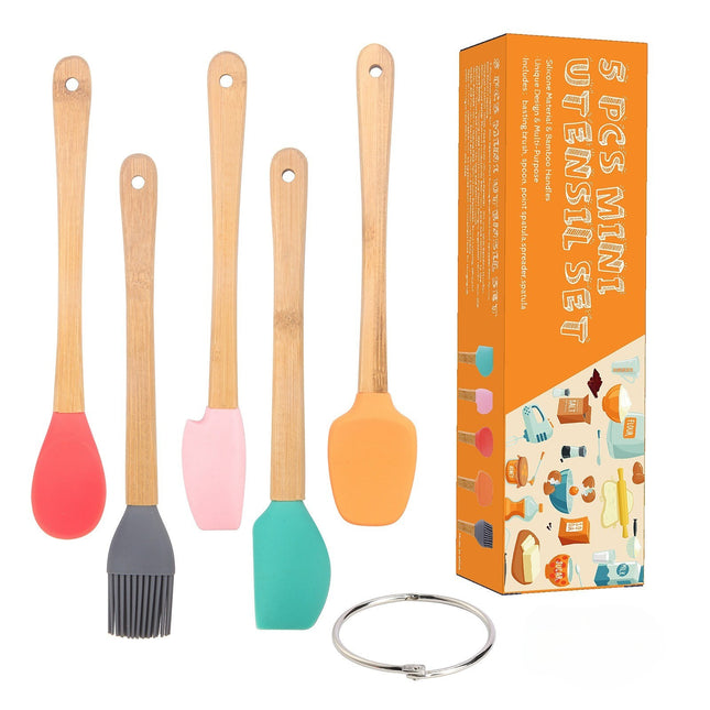5 Mini Spatule de Silicon pensula, Stejar