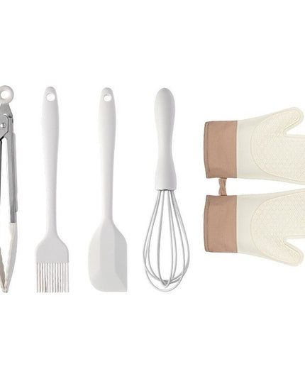 5 Ustensile de Bucatarie, din Silicon+Inox, Termorezistente, Antiaderente