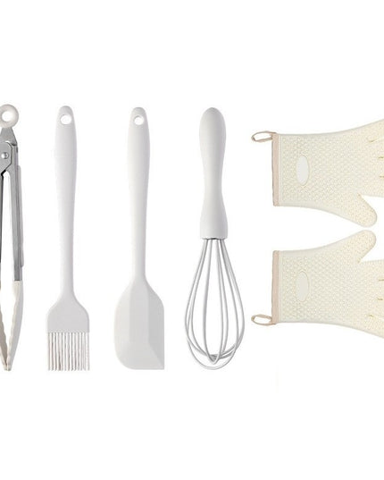 5 Ustensile de Bucatarie, din Silicon+Inox, Termorezistente, Antiaderente