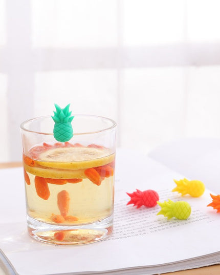 6 Accesorii pentru Pahare, pentru Petreceri/Cocktailuri, din Silicon, Model Ananas