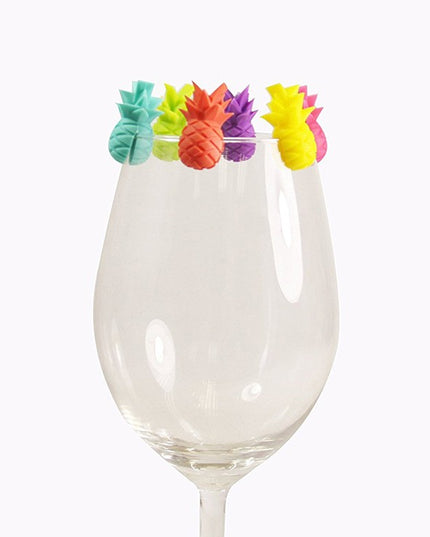 6 Accesorii pentru Pahare, pentru Petreceri/Cocktailuri, din Silicon, Model Ananas