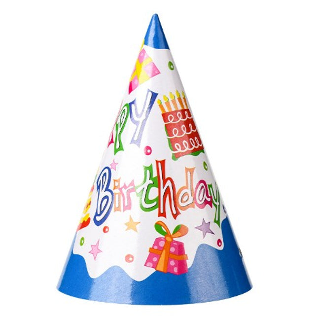 6 Coifuri, Petrecere Copii, din Carton,Model 1 Happy Birthday