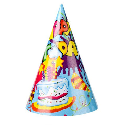 6 Coifuri, Petrecere Copii, din Carton,Model 5 Happy Birthday