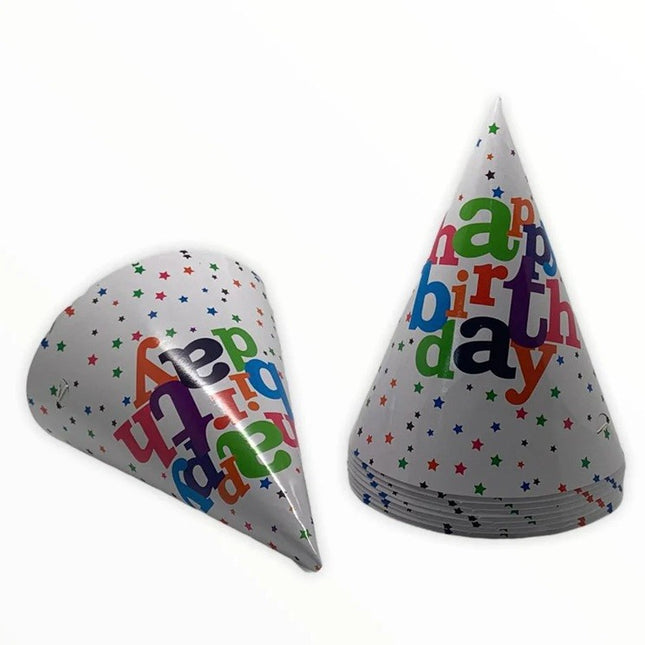 6 Coifuri, Petrecere Copii, din Carton,Model 2 Happy Birthday