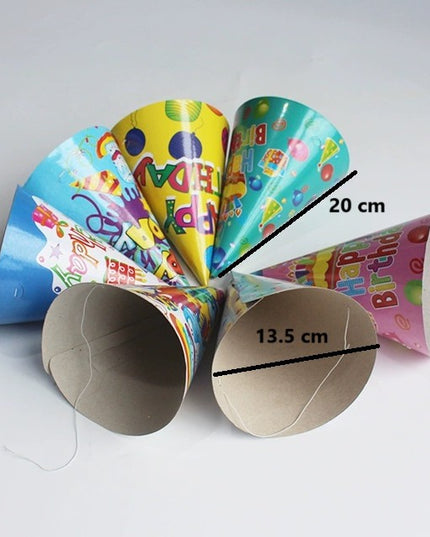 6 Coifuri, Petrecere Copii, din Carton,Model 2 Happy Birthday