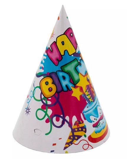 6 Coifuri, Petrecere Copii, din Carton,Model 5 Happy Birthday