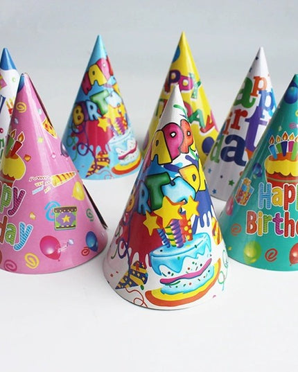 6 Coifuri, Petrecere Copii, din Carton,Model 5 Happy Birthday