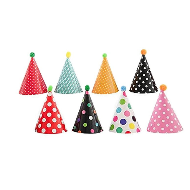 6 Coifuri, Petrecere Copii, din Carton,Model cu Buline si Dungi