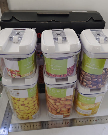 6 Recipiente din Plastic, pentru Alimente/Obiecte, Inchidere Ermetica, .5l, .8l, .2l, Capac