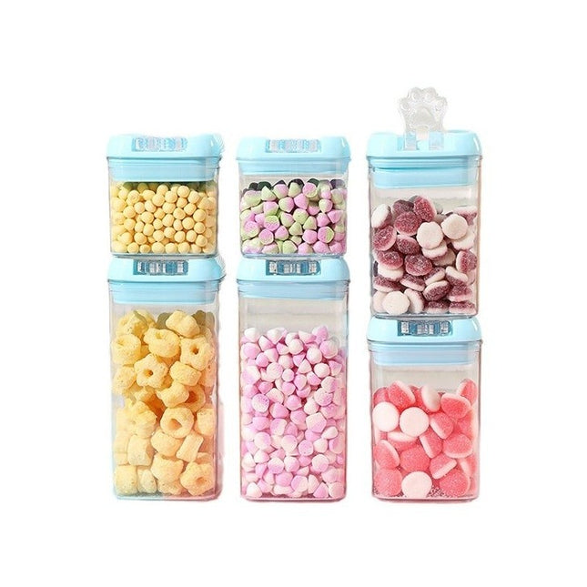 6 Cutii de Depozitare Alimente, 2 x 500ml, 2 x 800ml, 2 x 1200ml, Capac