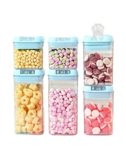 6 Cutii de Depozitare Alimente, 2 x 500ml, 2 x 800ml, 2 x 1200ml, Capac