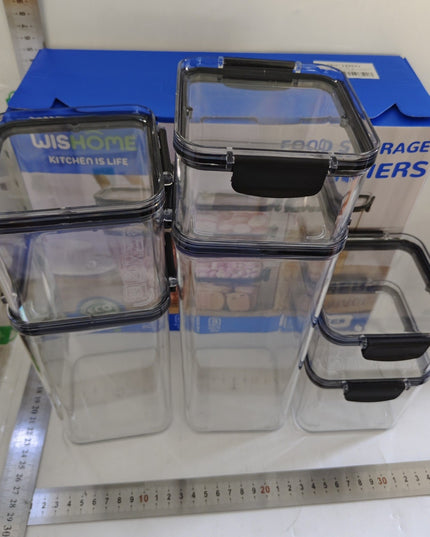 6 Recipiente din Plastic, pentru Alimente/Obiecte, Inchidere Ermetica, ml, ml, ml, ml