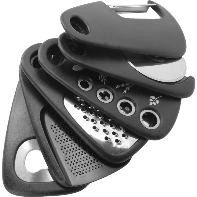 1 mini ustensile bucatarie taietor pizza, cutit, curatator, razatoare, desfacator, presa usturoi, manere din ABS, lame ascutite din otel inoxidabil