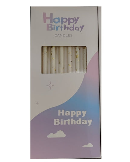 Set 6 Lumanari Lungi, din Parafina, 10 x 0.5 cm, Happy Birthday, /