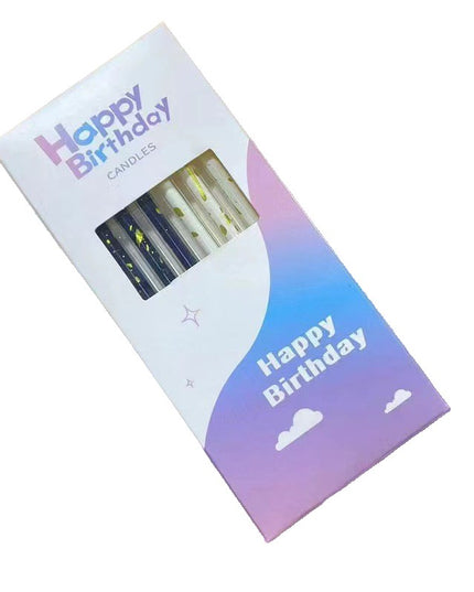 Set 6 Lumanari Lungi, din Parafina, 10 x 0.5 cm, Happy Birthday, /