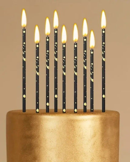 Set 6 Lumanari Lungi, din Parafina, 10 x 0.5 cm, Happy Birthday, /