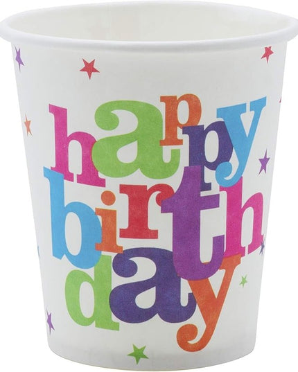 6 Pahare de Carton, Colectia Happy Birthday,230 ml