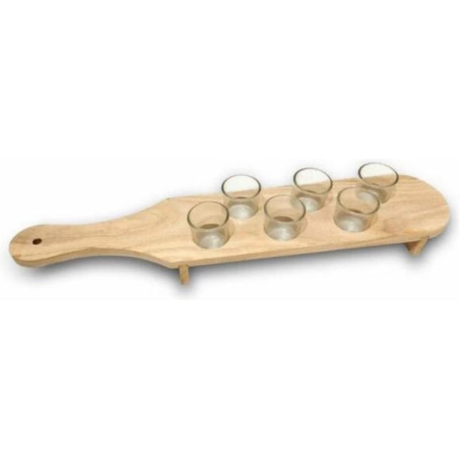 Pahare Shot din Sticla, 6 pahare pentru Shot cu Suport din Lemn, Design Rustic,Model 2