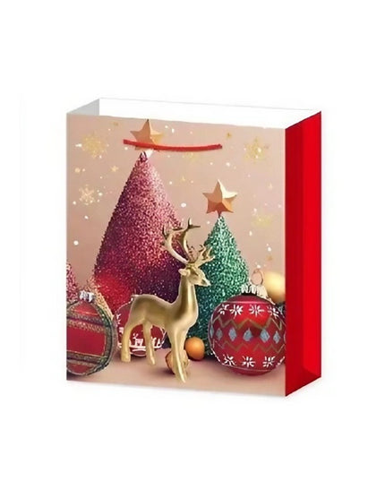 6 Pungi Cadou, Imprimeu Tematica Brad de Craciun, Model Random, din Hartie, Impachetare Usoara a Cadourilor