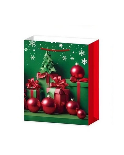 6 Pungi Cadou, Imprimeu Tematica Brad de Craciun, Model Random, din Hartie, Impachetare Usoara a Cadourilor