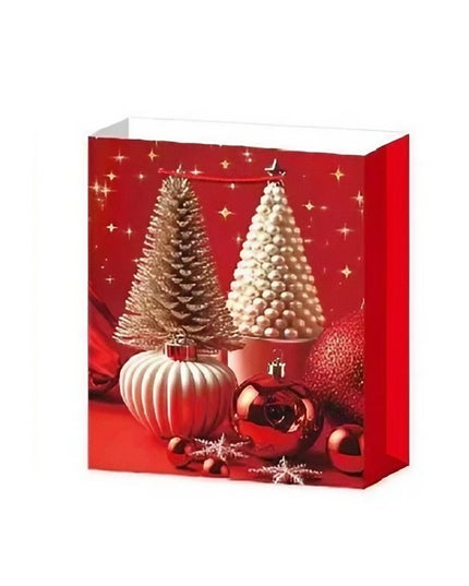 6 Pungi Cadou, Imprimeu Tematica Brad de Craciun, Model Random, din Hartie, Impachetare Usoara a Cadourilor