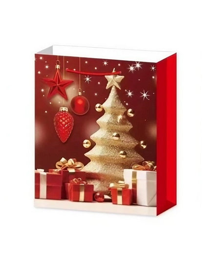 6 Pungi Cadou, Imprimeu Tematica Brad de Craciun, Model Random, din Hartie, Impachetare Usoara a Cadourilor