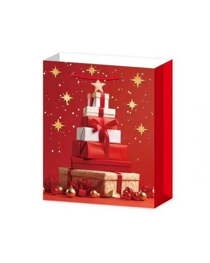 6 Pungi Cadou, Imprimeu Tematica Brad de Craciun, Model Random, din Hartie, Impachetare Usoara a Cadourilor