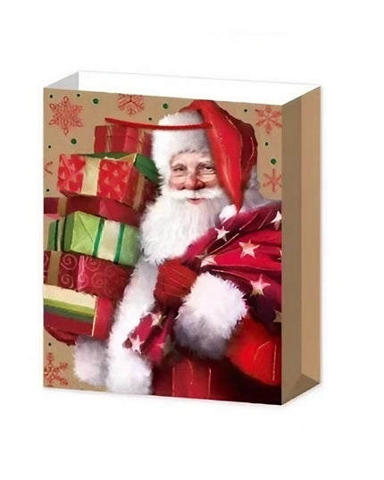 6 Pungi Cadou, Imprimeu Tematica Mos Craciun, Model Random, din Hartie, Impachetare Usoara a Cadourilor