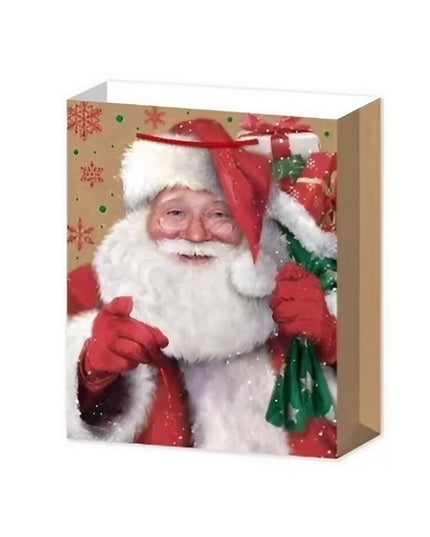 6 Pungi Cadou, Imprimeu Tematica Mos Craciun, Model Random, din Hartie, Impachetare Usoara a Cadourilor,