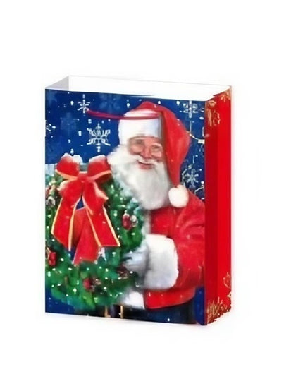 6 Pungi Cadou, Imprimeu Tematica Mos Craciun, Model Random, din Hartie, Impachetare Usoara a Cadourilor