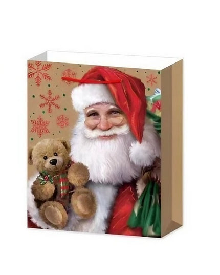 6 Pungi Cadou, Imprimeu Tematica Mos Craciun, Model Random, din Hartie, Impachetare Usoara a Cadourilor