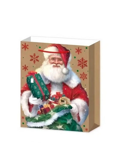 6 Pungi Cadou, Imprimeu Tematica Mos Craciun, Model Random, din Hartie, Impachetare Usoara a Cadourilor,