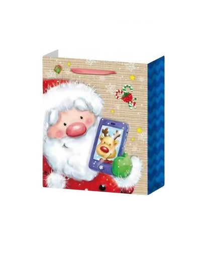 6 Pungi Cadou, Imprimeu Tematica Mos Craciun si Ursuleti, Model Random, din Hartie, Impachetare Usoara a Cadourilor