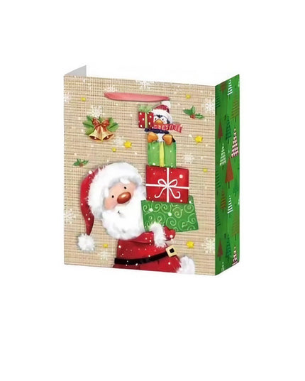 6 Pungi Cadou, Imprimeu Tematica Mos Craciun si Ursuleti, Model Random, din Hartie, Impachetare Usoara a Cadourilor
