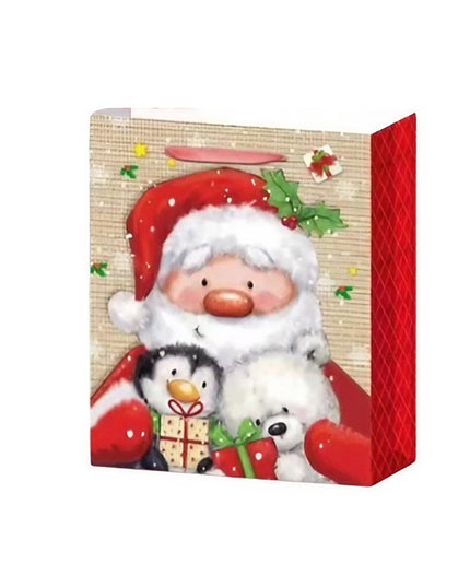6 Pungi Cadou, Imprimeu Tematica Mos Craciun si Ursuleti, Model Random, din Hartie, Impachetare Usoara a Cadourilor