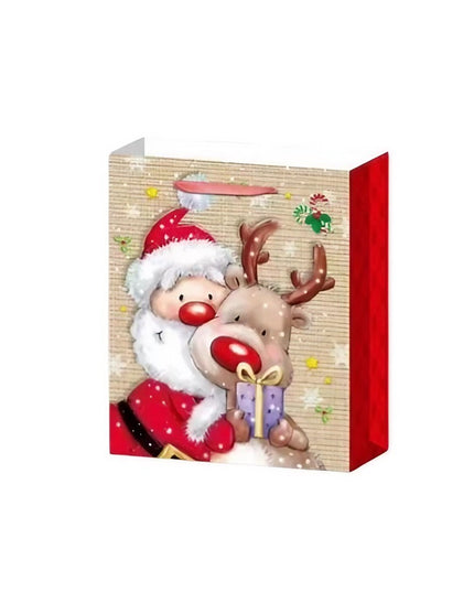 6 Pungi Cadou, Imprimeu Tematica Mos Craciun si Ursuleti, Model Random, din Hartie, Impachetare Usoara a Cadourilor