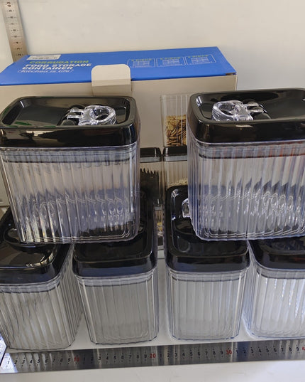 6 Recipiente din Plastic, pentru Alimente/Obiecte, Inchidere Ermetica, Textura Ondulata, .5l, .3l