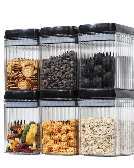 6 Recipiente din Plastic, pentru Alimente/Obiecte, Inchidere Ermetica, Textura Ondulata, .5l, .3l