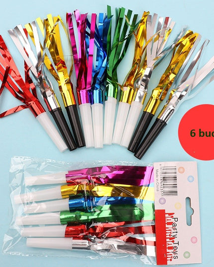 Set 6 Fluiere Party cu Franjuri, din Plastic