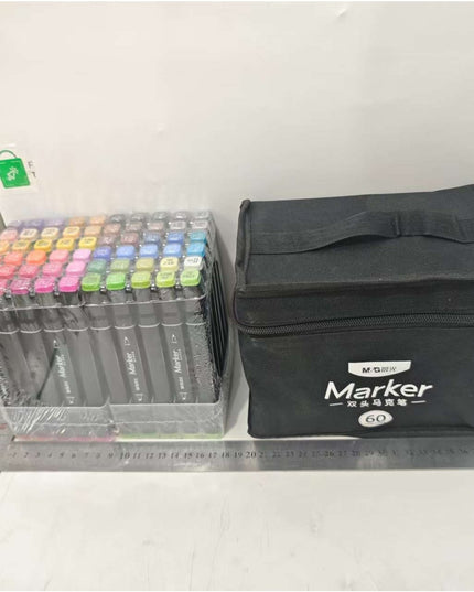 Set 60 Markere Duble, pe Baza de Alcool, Geanta Impermeabila Inclusa, Culori Numerotate