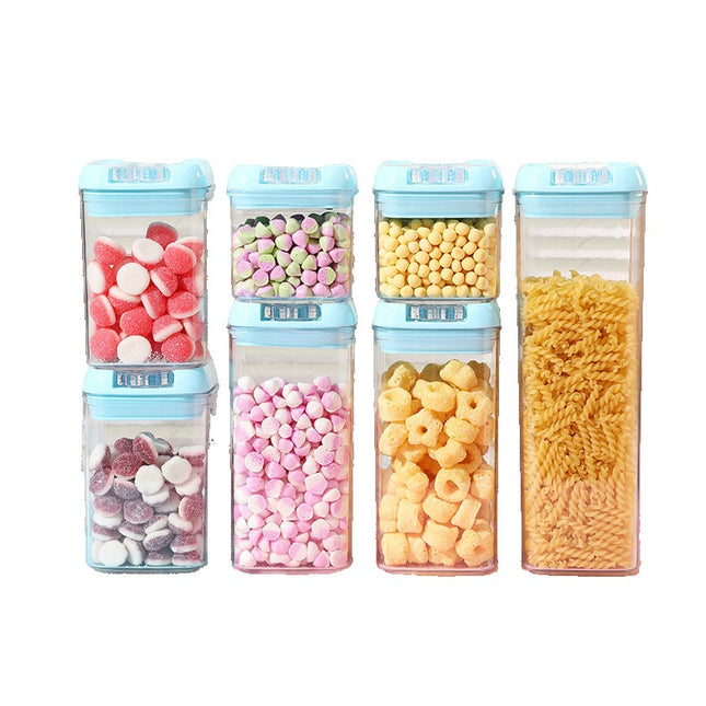 7 Cutii de Depozitare Alimente, 2 x 500ml, 2 x 800ml, 2 x 1200ml, ml, Capac